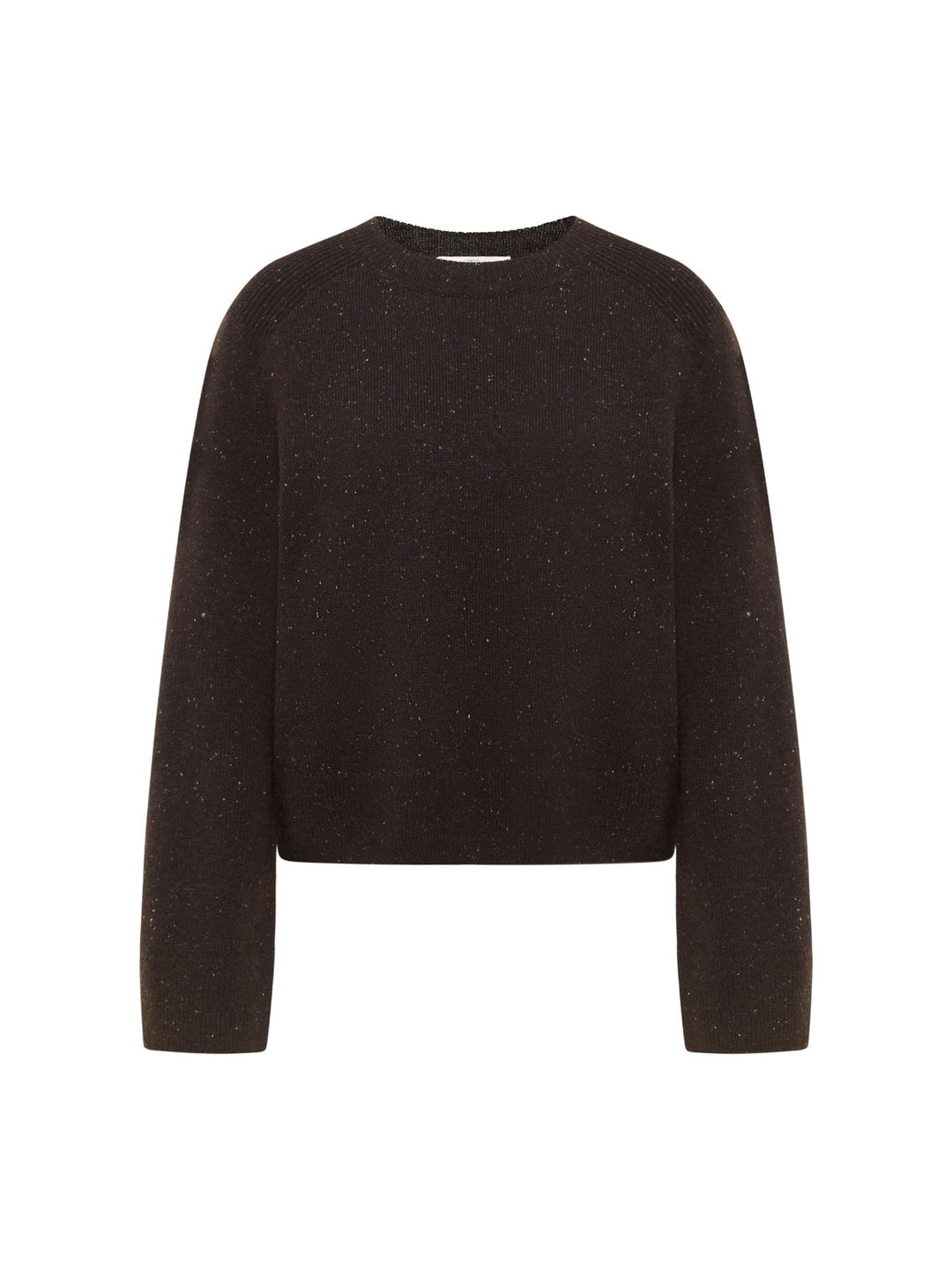 Cropped Pullover GOTS Bitter Chocolate Tweed von Lanius freigestellt