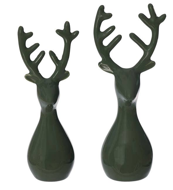 Deko Hirsche OOhh Deer 2er-Set Glossy Hunting Green aus recycelter Keramik