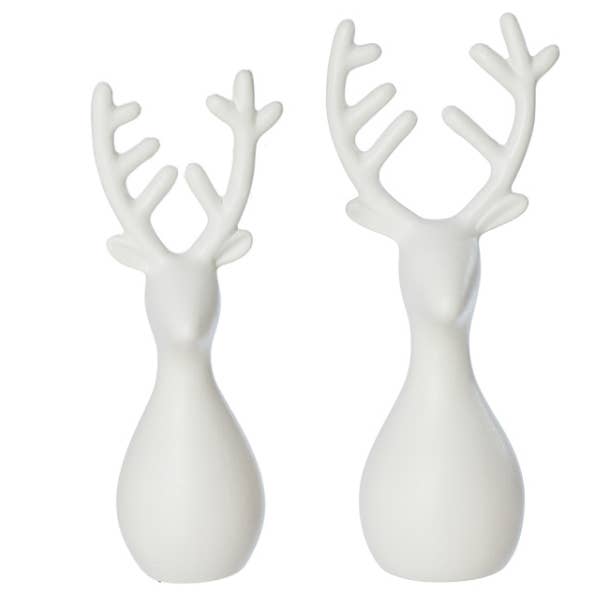 Deko Hirsche OOhh Deer 2er-Set Sandy White aus recycelter Keramik