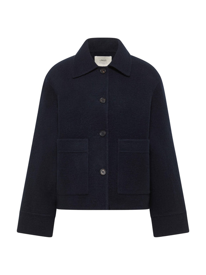 Doubleface Jacke Schurwolle Midnight von Lanius freigestellt