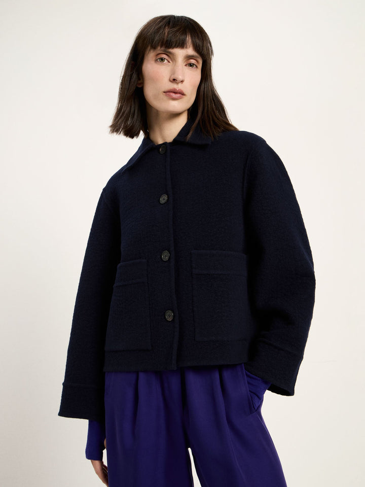 Doubleface Jacke Schurwolle Midnight von Lanius Vorderansicht
