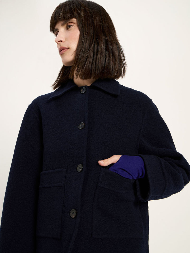 Doubleface Jacke Schurwolle Midnight von Lanius Detail Tasche