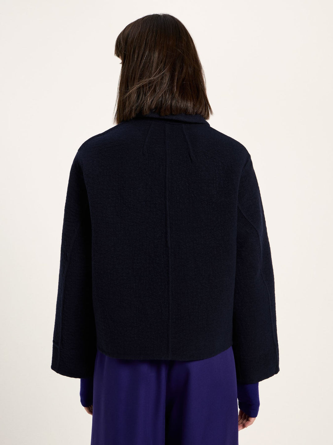 Doubleface Jacke Schurwolle Midnight von Lanius Rückansicht