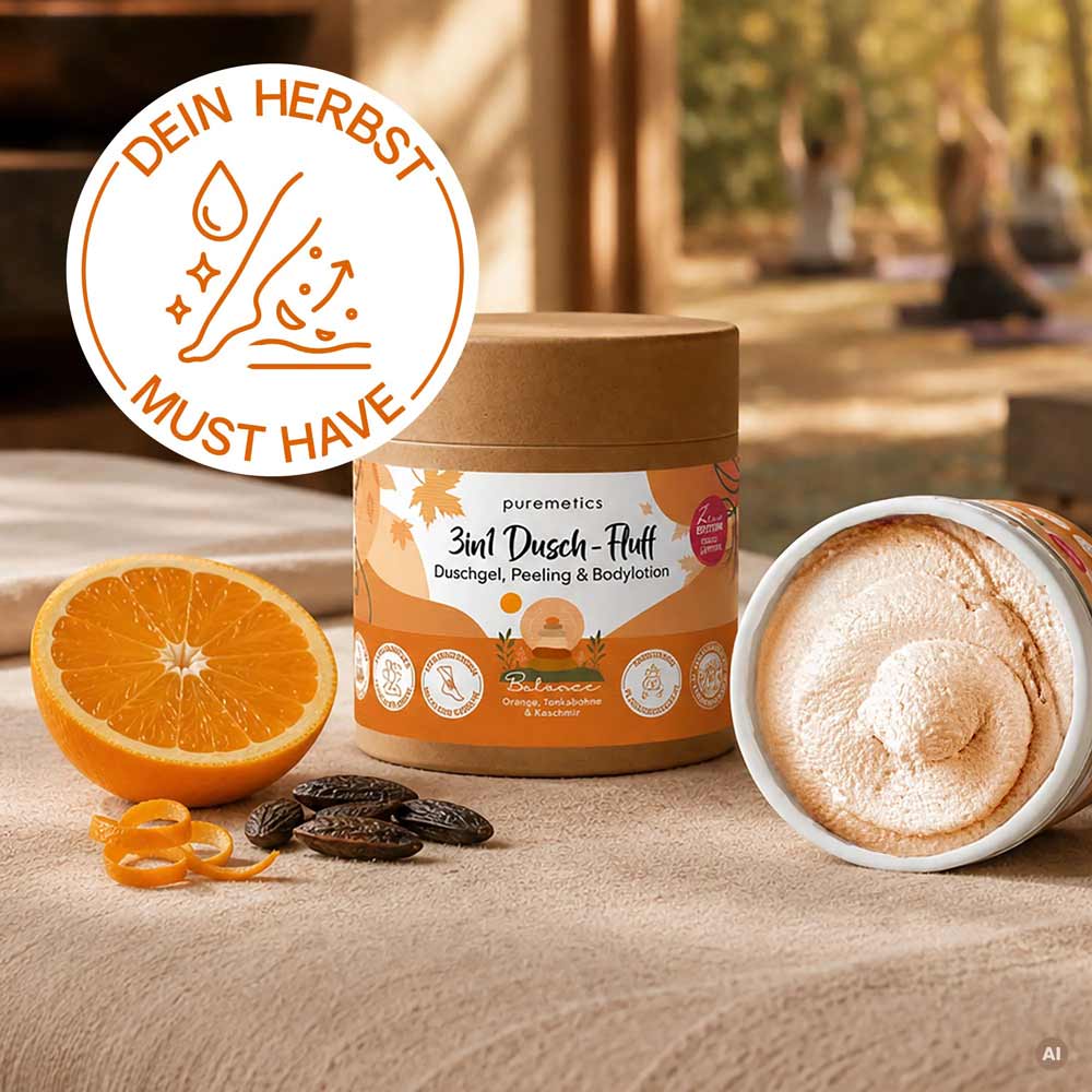 Dusch-Fluff Balance Duschgel, Peeling und Pflege in einem mit Orange