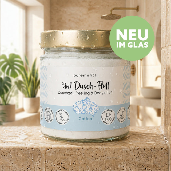 Dusch-Fluff Cotton im Glas von Puremetics