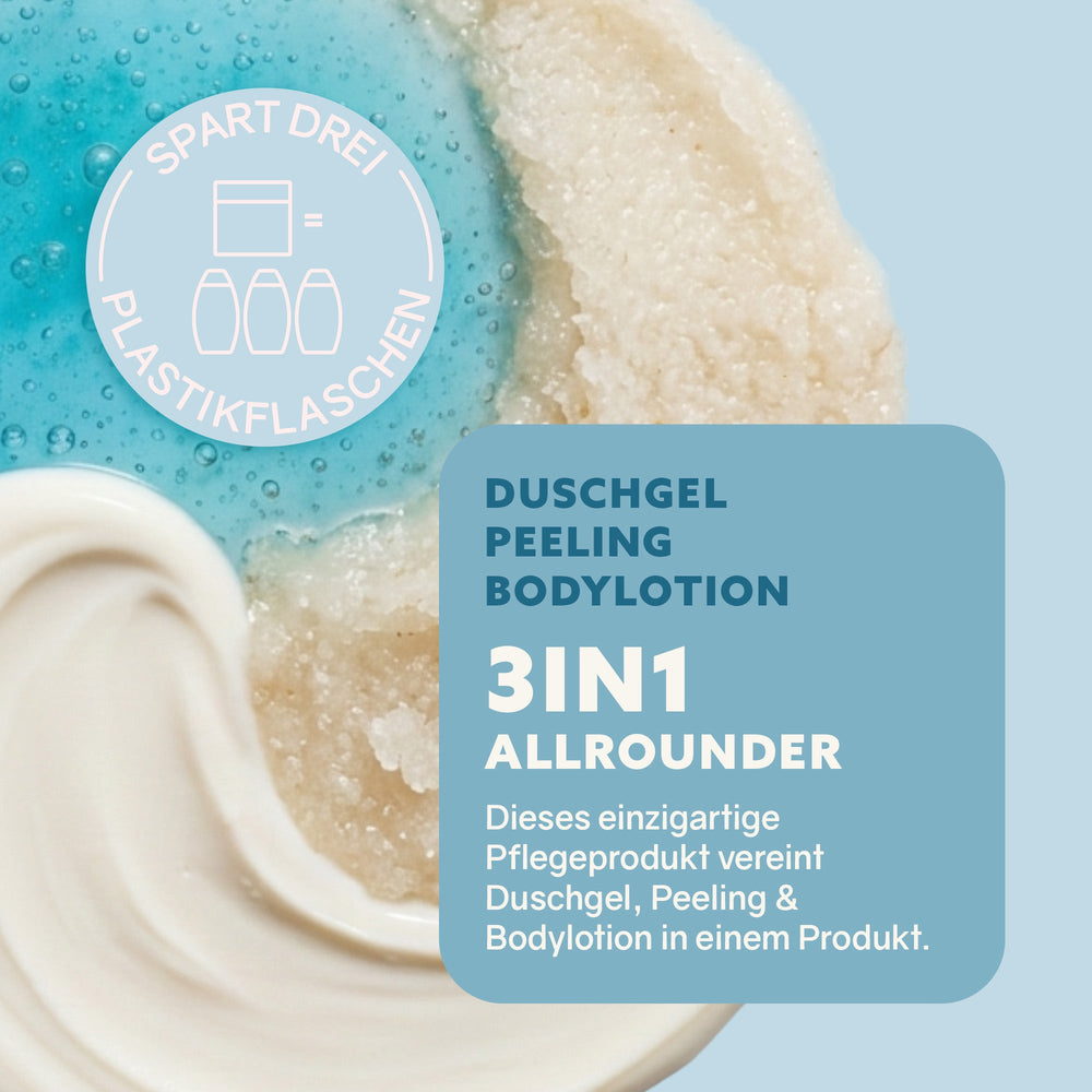 Dusch-Fluff Cotton Glas: Duschgel, Zuckerpeeling & Pflege in einem