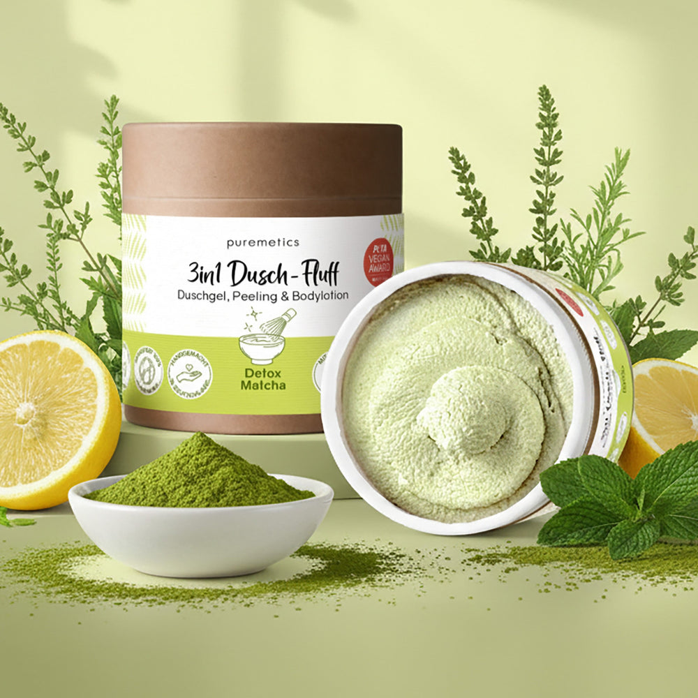 Dusch-Fluff Detox Matcha – puremetics – Zweiblatt 2