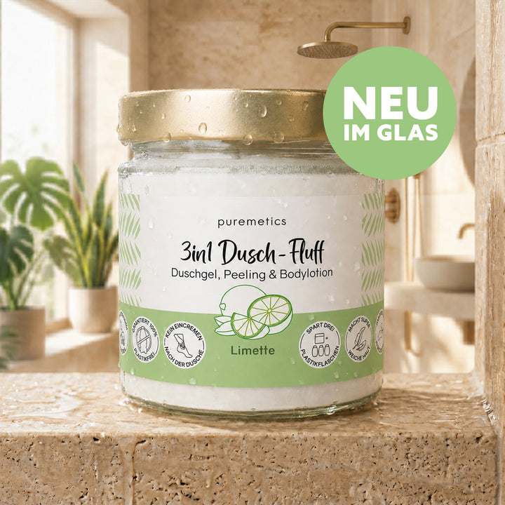 Dusch-Fluff Limette im Glas von Puremetics