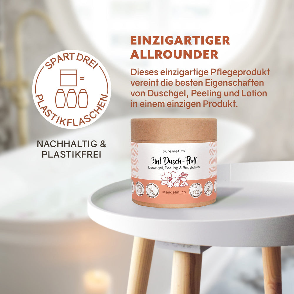 Dusch-Fluff Mandelmilch – puremetics – Zweiblatt 2