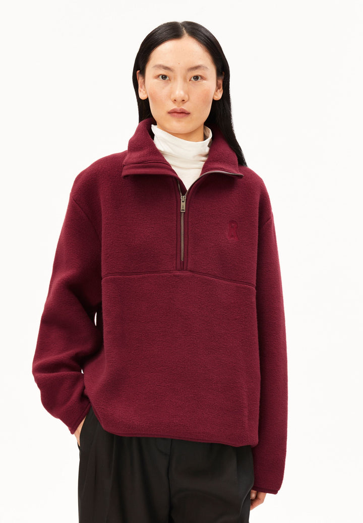 Fleece-Sweatshirt HAARLEENAA Velvet Red von Armedangels Vorderansicht