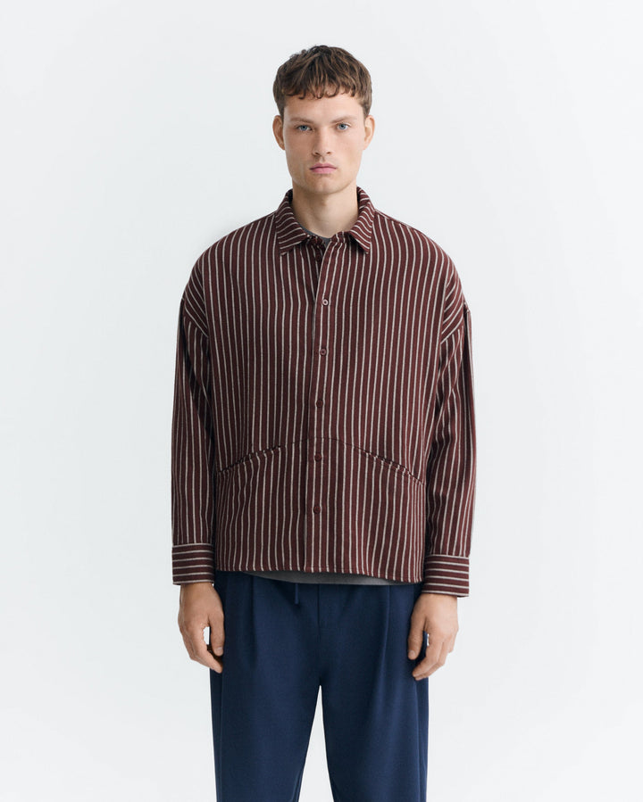 Hemd O'Hara Brushed Stripes von Thinking MU, Vorderansicht am Model
