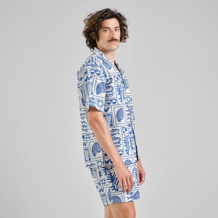 Hemd Shirt Marstrand Ocean Squares Oat White – Dedicated – Zweiblatt 2