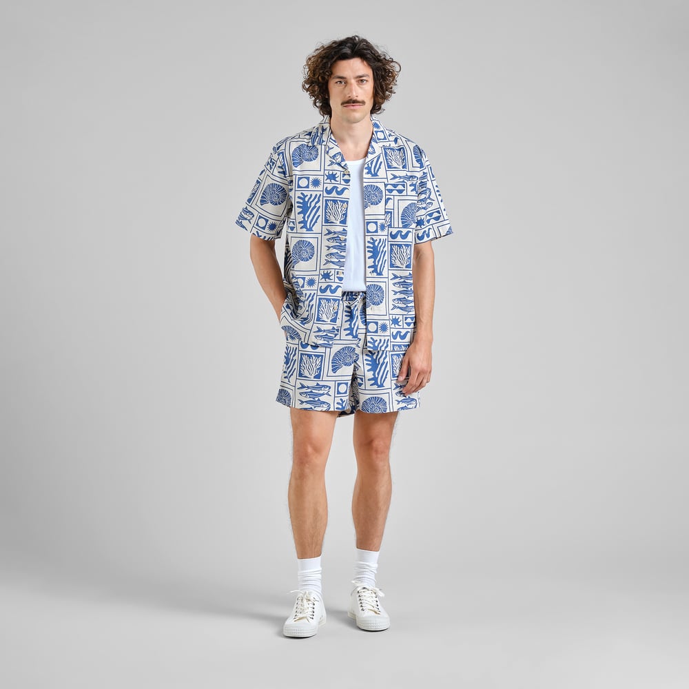 Hemd Shirt Marstrand Ocean Squares Oat White – Dedicated – Zweiblatt 4