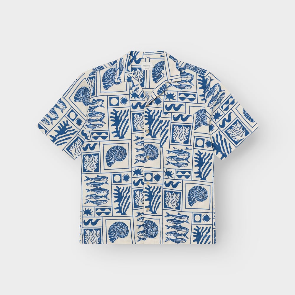 Hemd Shirt Marstrand Ocean Squares Oat White – Dedicated – Zweiblatt 5