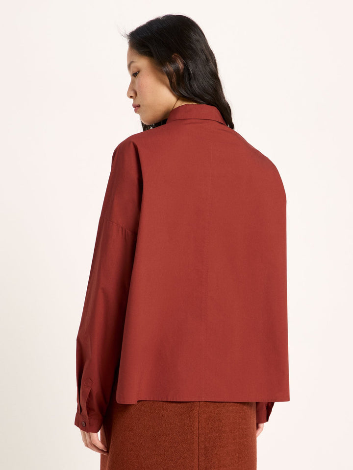 Hemdbluse GOTS Red Mahagony von Lanius Rückansicht