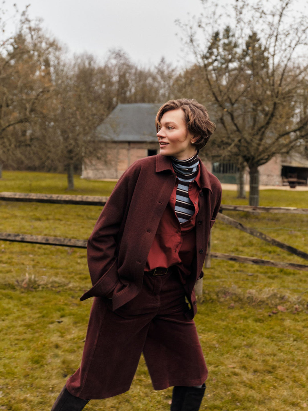 Hemdbluse GOTS Red Mahagony von Lanius Styling-Look