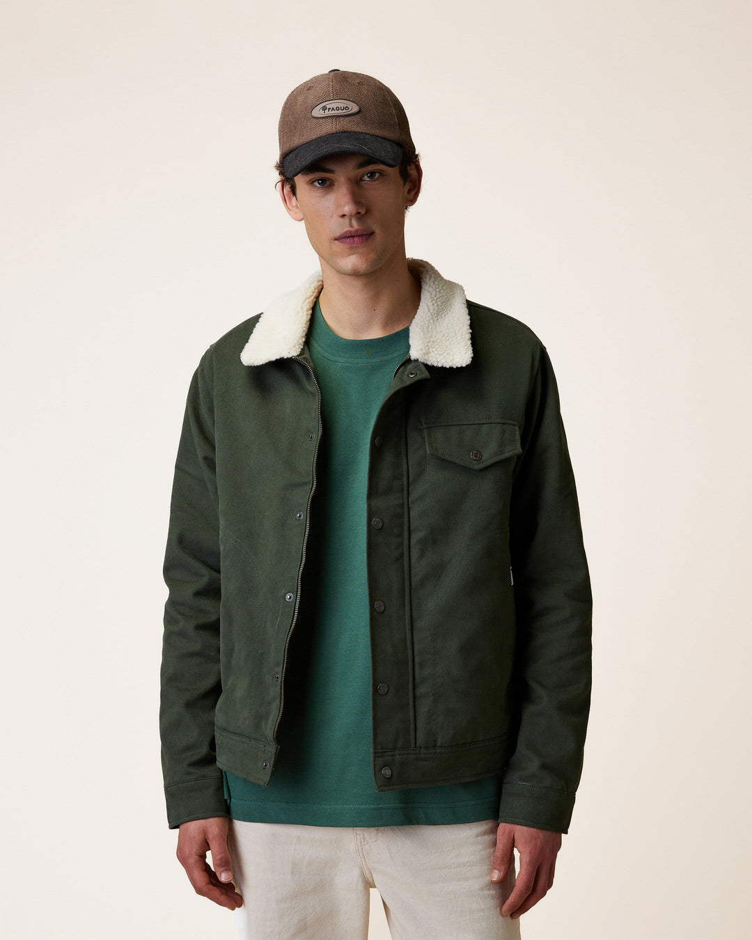 Jacke Seillon Woven Dunkelgrün von Faguo