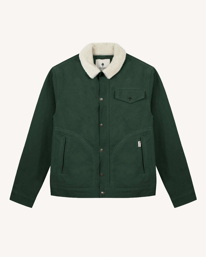 Herrenjacke Seillon Woven Grün mit Sherpa-Futter von Faguo