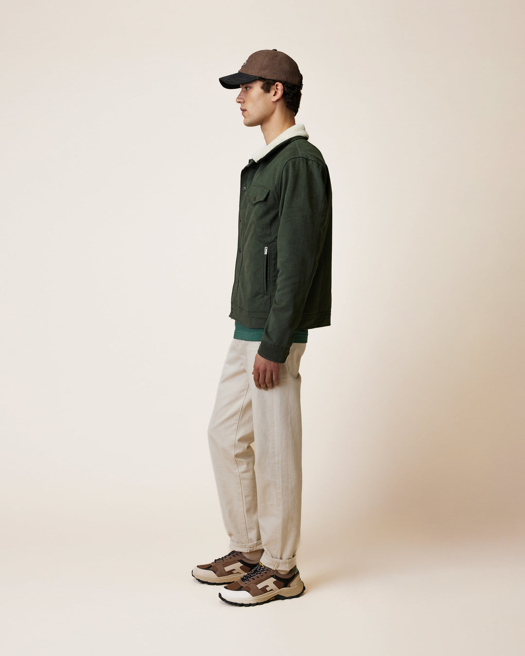 Jacke Seillon Woven Dunkelgrün aus Baumwoll-Twill von Faguo
