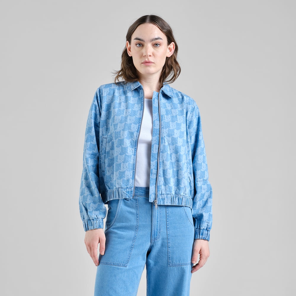 Jacket Sunna Denim Pepita Cats Light Blue – Dedicated – Zweiblatt 2