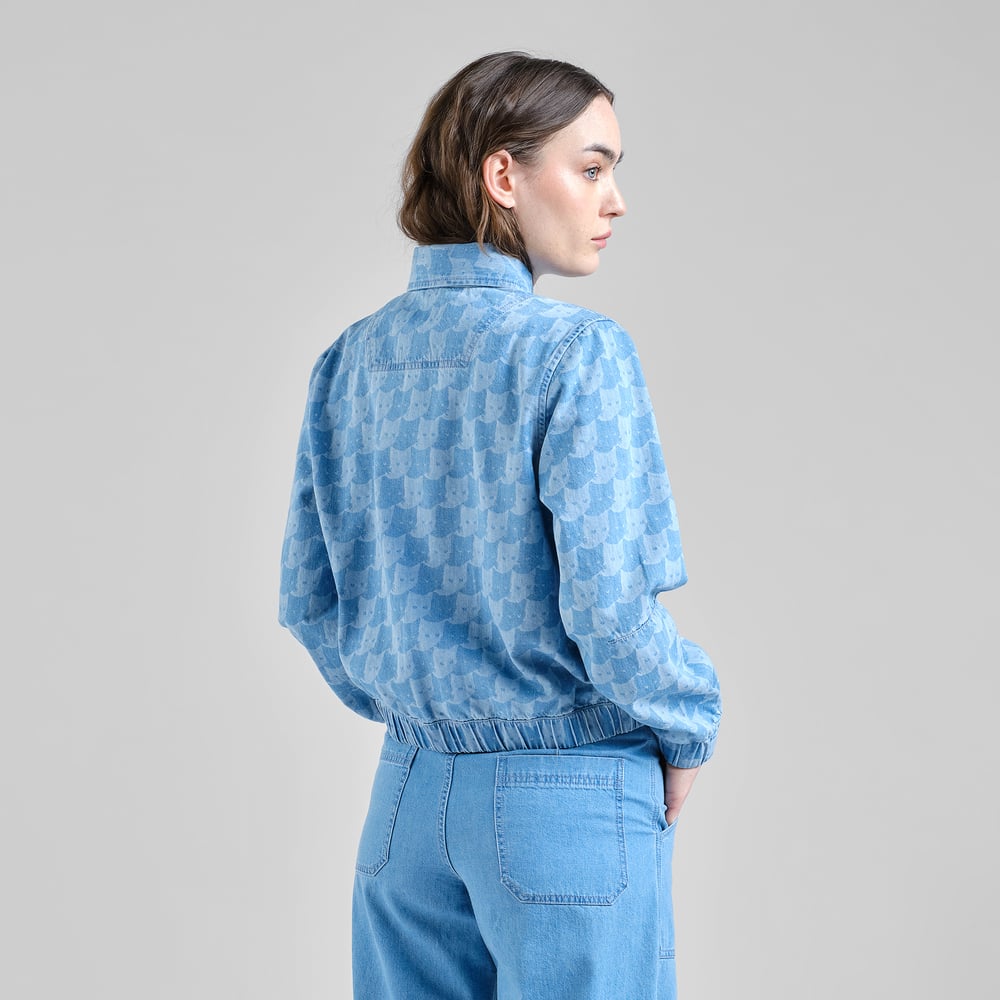 Jacket Sunna Denim Pepita Cats Light Blue – Dedicated – Zweiblatt 4