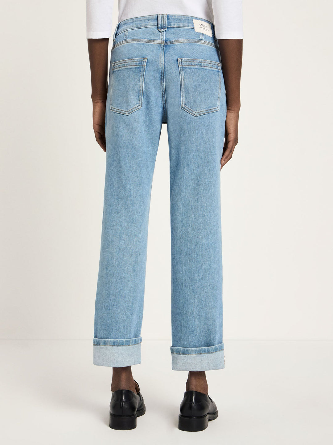 Jeans mit Aufschlag GOTS Light Blue Denim von Lanius Rückansicht mit Aufschlag