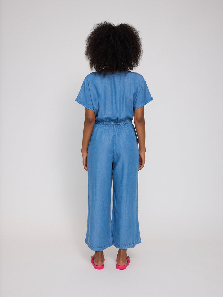 Jumpsuit Wide Leg Tencel Dark Blue Wash von Mazine Rückansicht