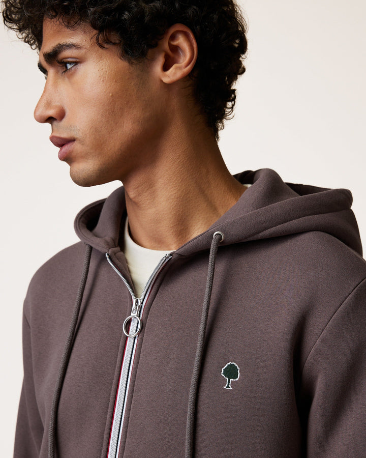 Kapuzen-Sweatjacke Mesnil Grauviolett von Faguo am Model