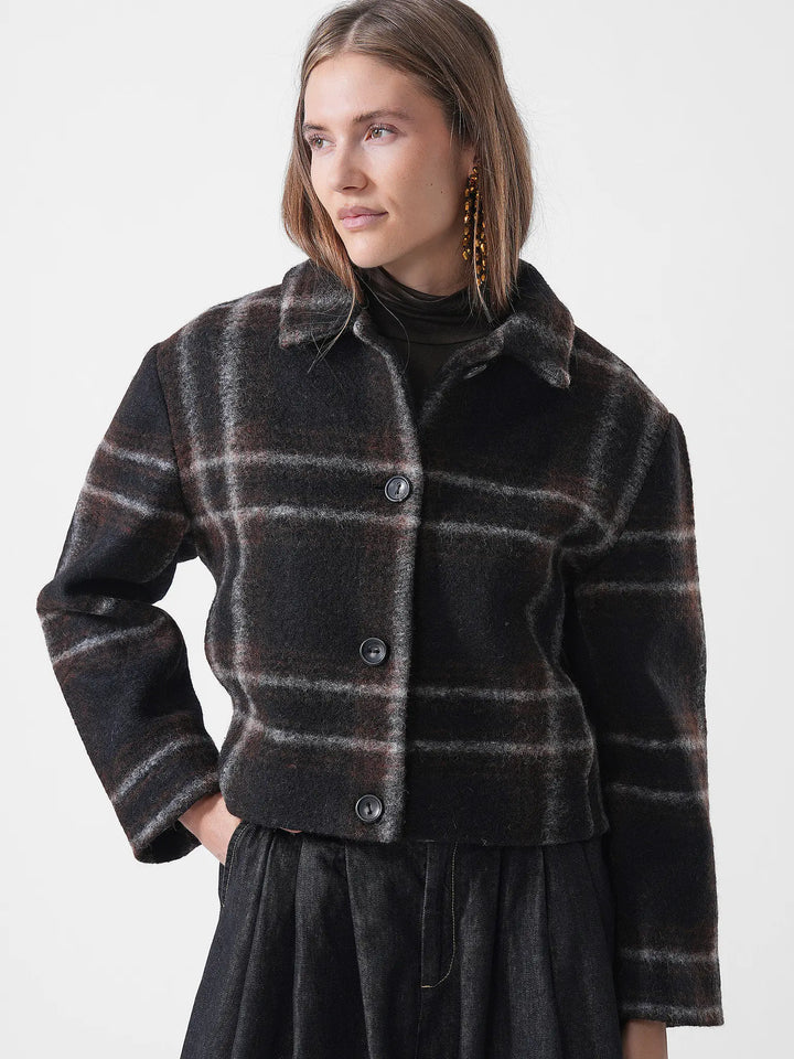Karo Jacke Black/Brown Multicolor von Lanius – Kentkragen & Knopfleiste