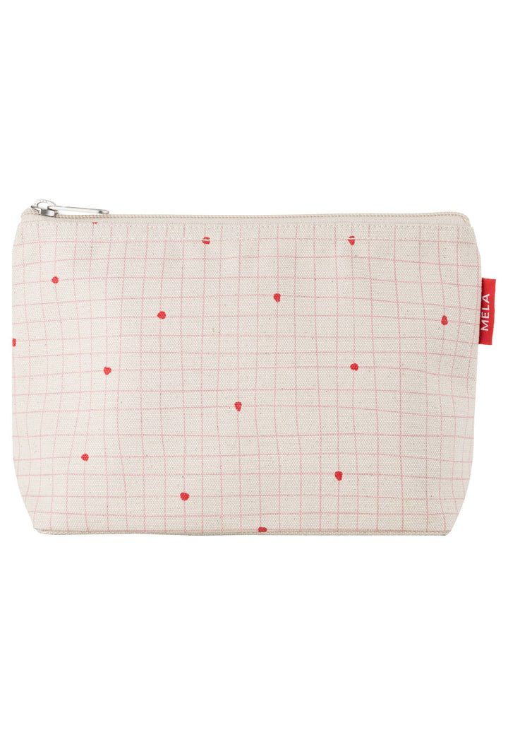 Grosse Kosmetiktasche Greige Candy Grid Print von Mela, Vorderansicht