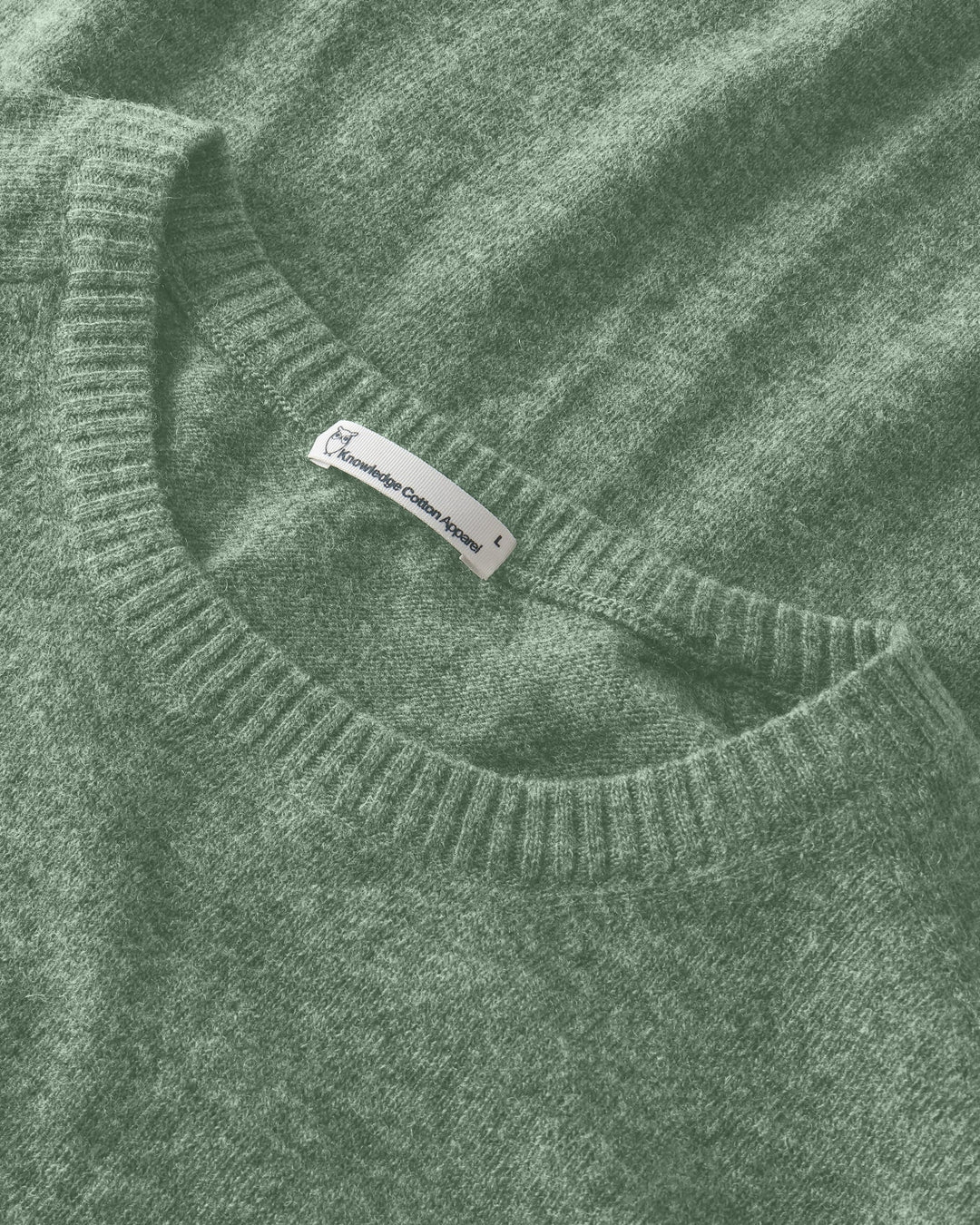 Lambswool Crew Neck Lily Pad von KnowledgeCotton Apparel, Detail Strick