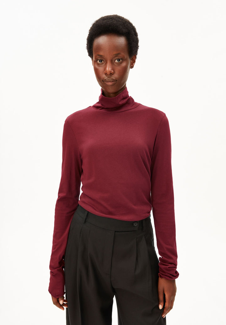 Langarmshirt GRAZILIANAA SOFT Rollkragen Velvet Red von Armedangels Vorderansicht