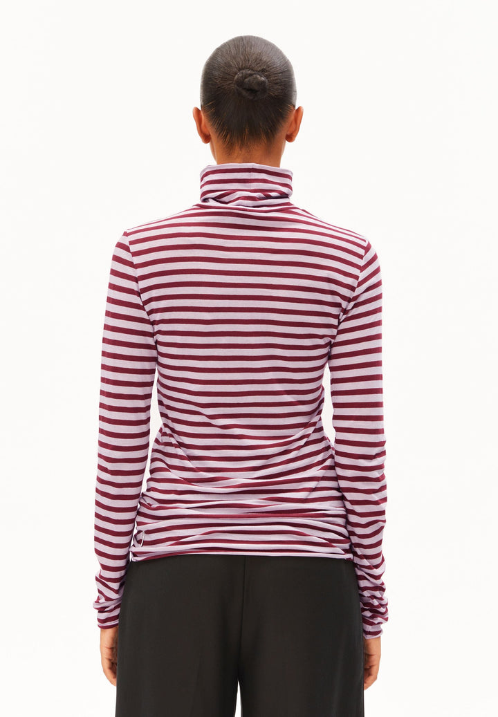 Langarmshirt GRAZILIANAA Stripe Moonlit Lilac-Velvet Red von Armedangels Rückansicht