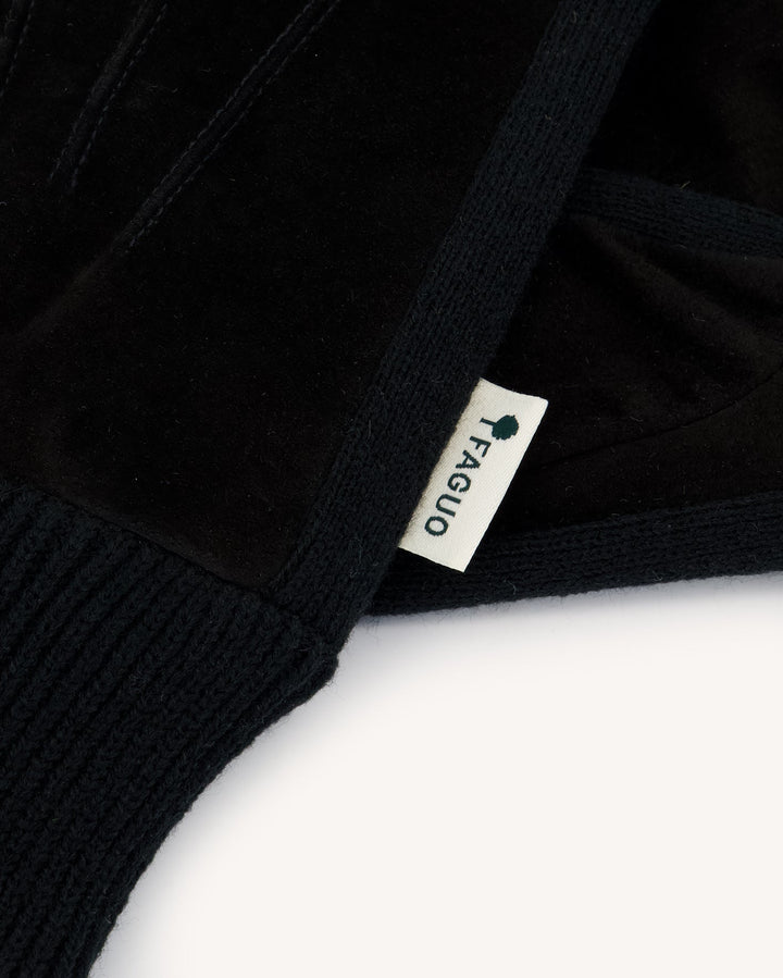 Lederhandschuhe Schwarz von Faguo Detail