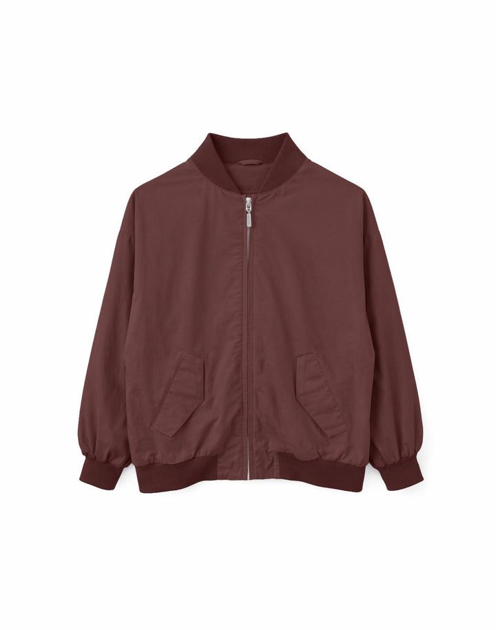 Loose Fit Cotton Bomber Dark Chocolate von Mazine freigestellt