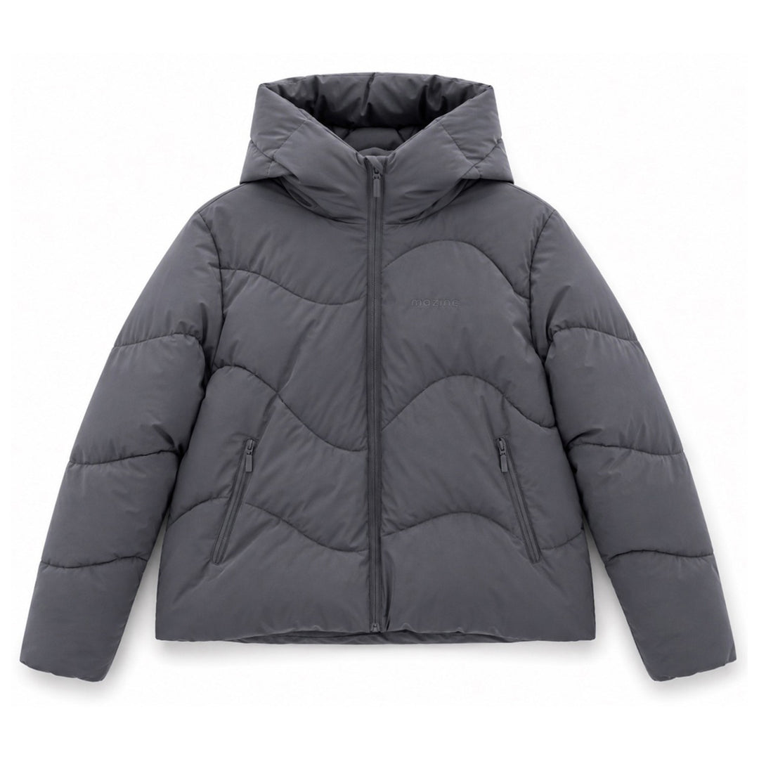 Jacke Waves Quilt Short Puffer Jacket Dark Grey von Mazine 1