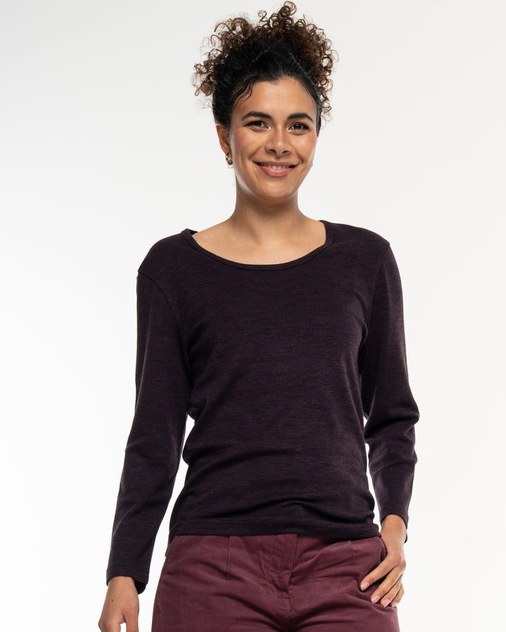 Melange Cot-Wool Shirt Blackberry von Alma & Lovis Ansicht 2