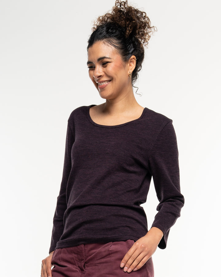 Melange Cot-Wool Shirt Blackberry von Alma & Lovis Ansicht 3
