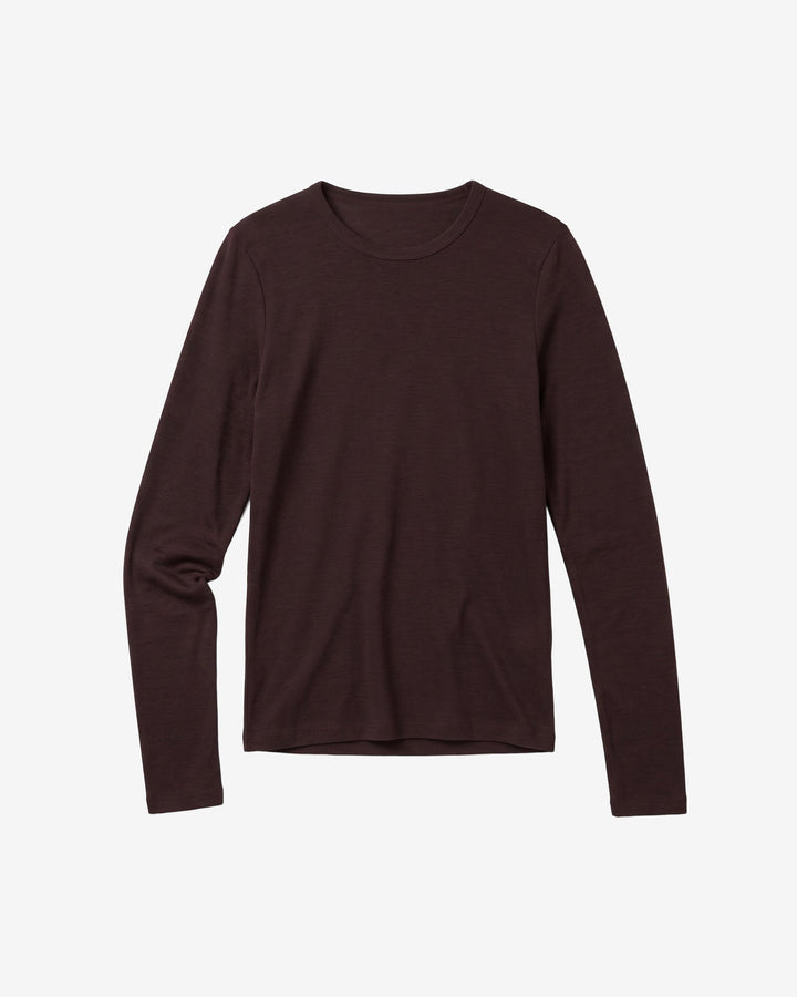Merino Rib Long Sleeve T-Shirt Chocolate Torte von KnowledgeCotton Apparel, braunes Langarmshirt