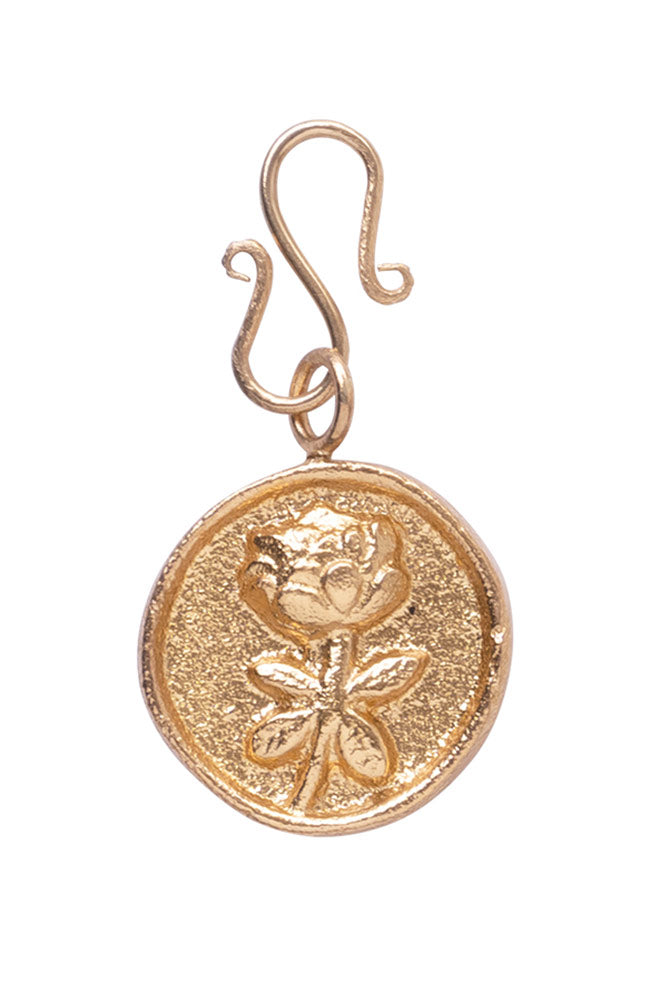 Mix&Match Rose Vintage Coin Charm vergoldet von A Beautiful Story, Münzanhänger mit Rose