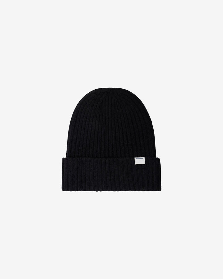 Mütze Lambswool Rib Beanie black von KnowledgeCotton Apparel – Hauptbild