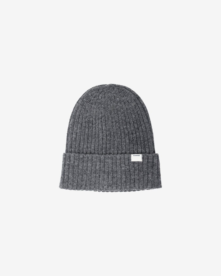 Mütze Lambswool Rib Beanie grey von KnowledgeCotton Apparel – Hauptbild