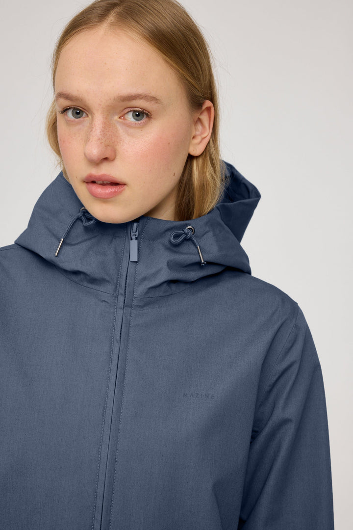 Natural Rain Jacket Sea Blue von Mazine Detail Kragen