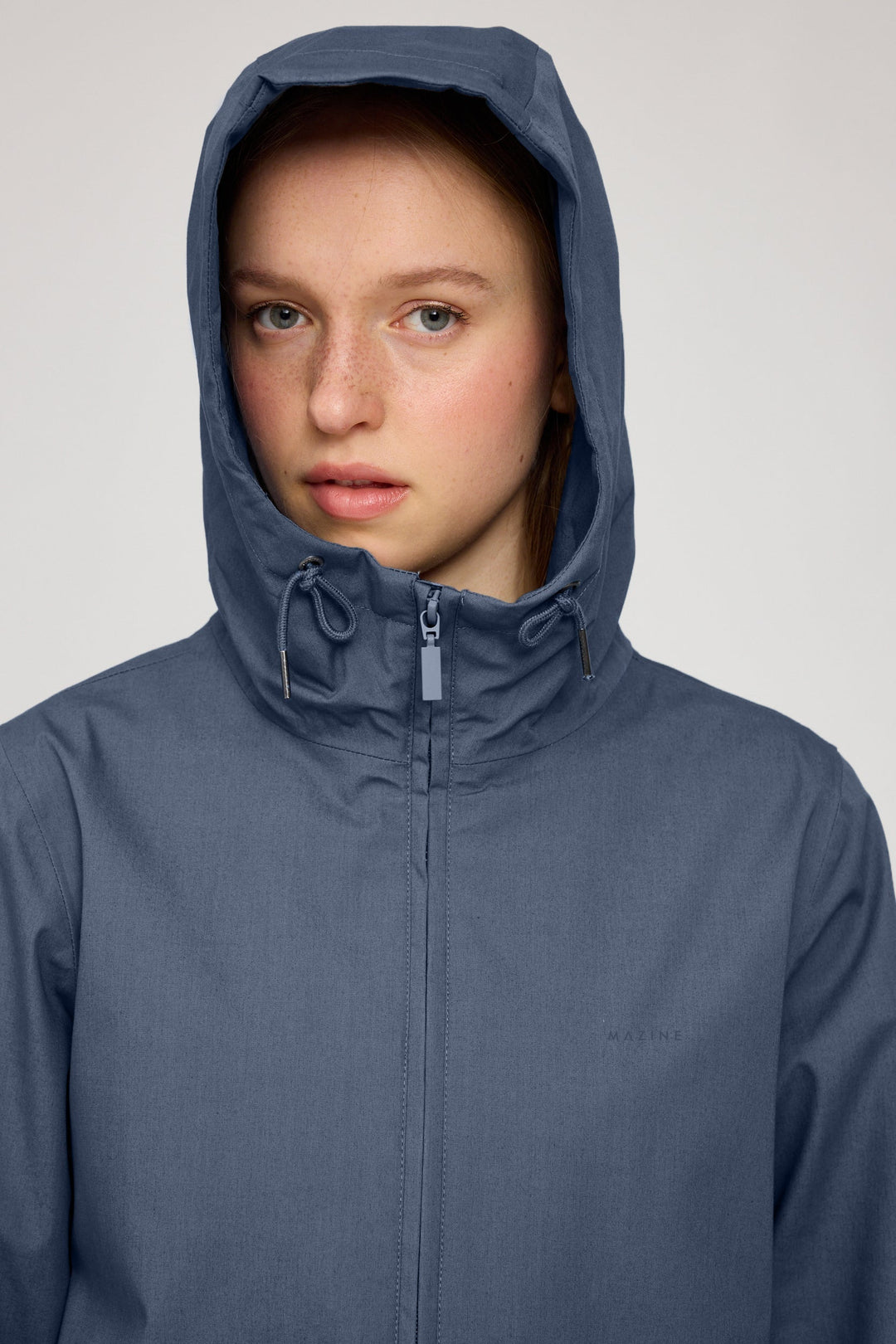 Natural Rain Jacket Sea Blue von Mazine mit Kapuze