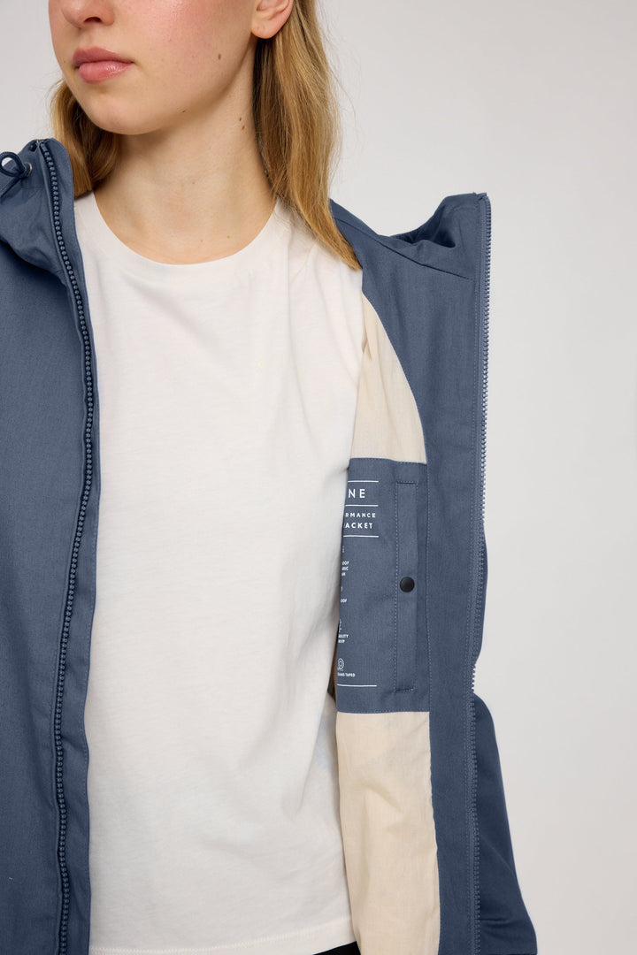 Natural Rain Jacket Sea Blue von Mazine Detail Innenseite