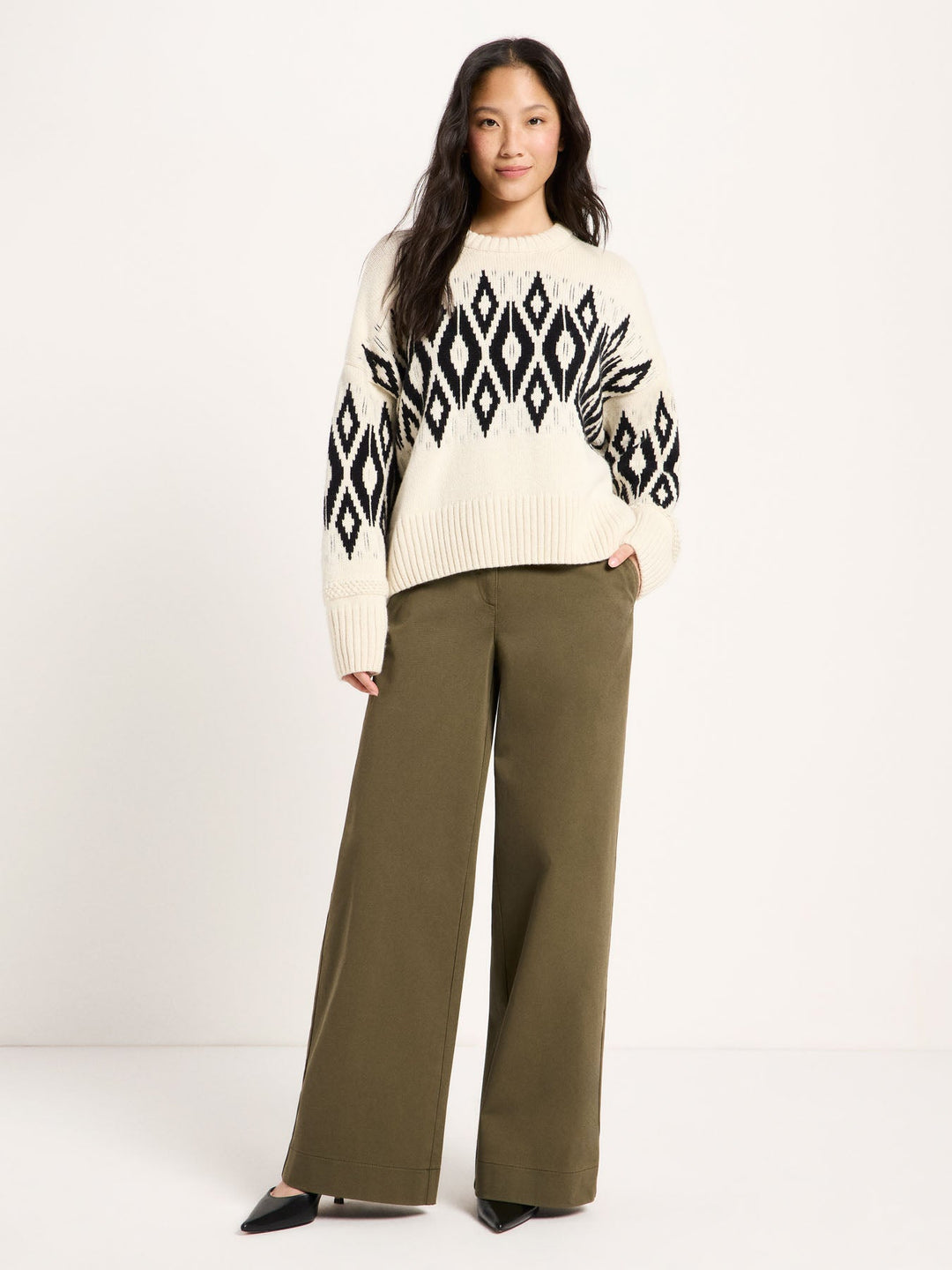 Norweger Pullover GOTS Off White von Lanius am Model