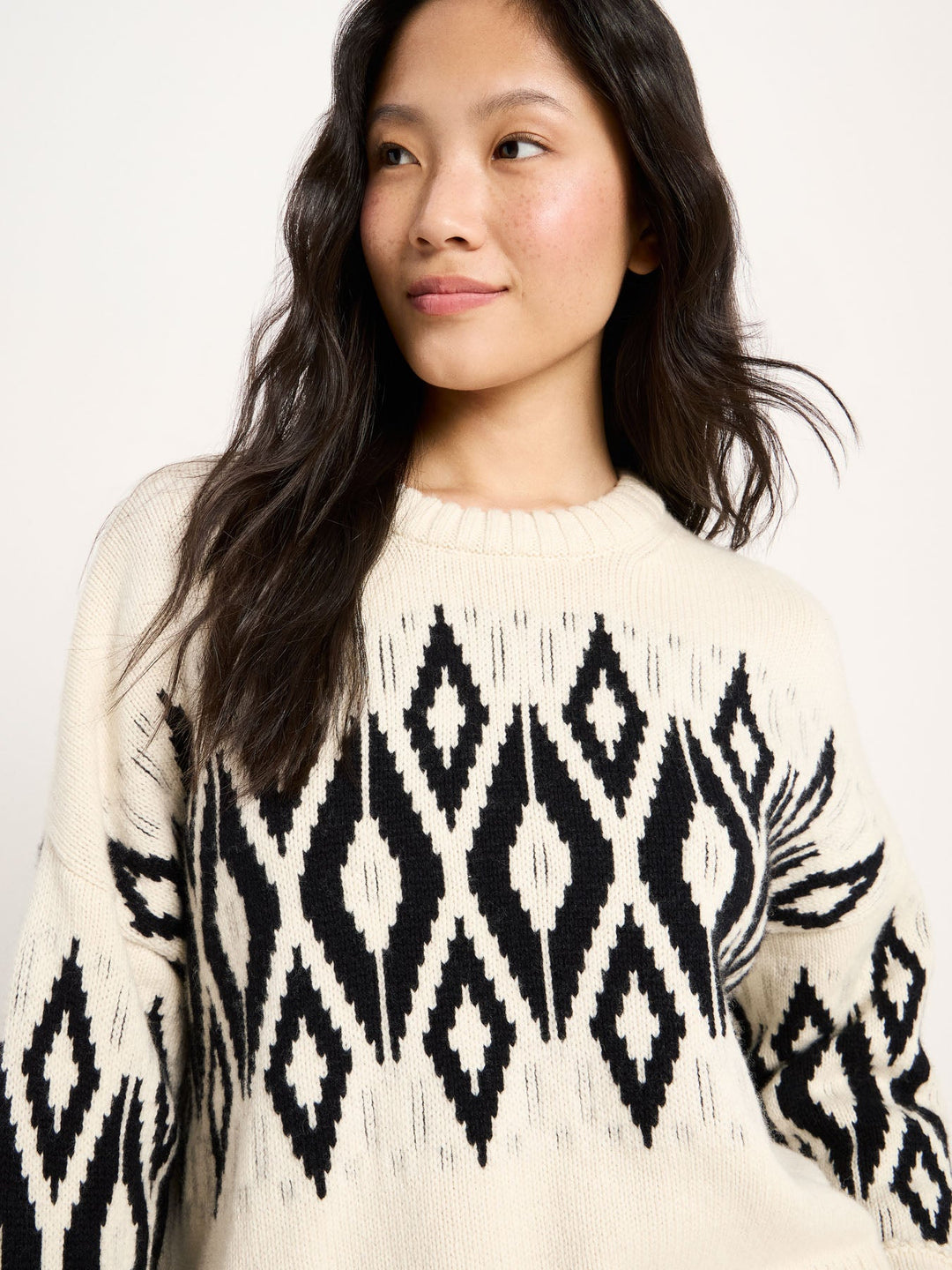 Norweger Pullover GOTS Off White von Lanius Detail Muster