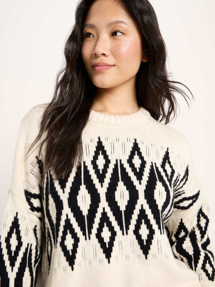 Norweger Pullover GOTS Off White von Lanius Detail Muster