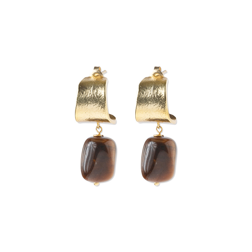 Ohrringe Honest Tiger Eye GP – A Beautiful Story – Zweiblatt 1
