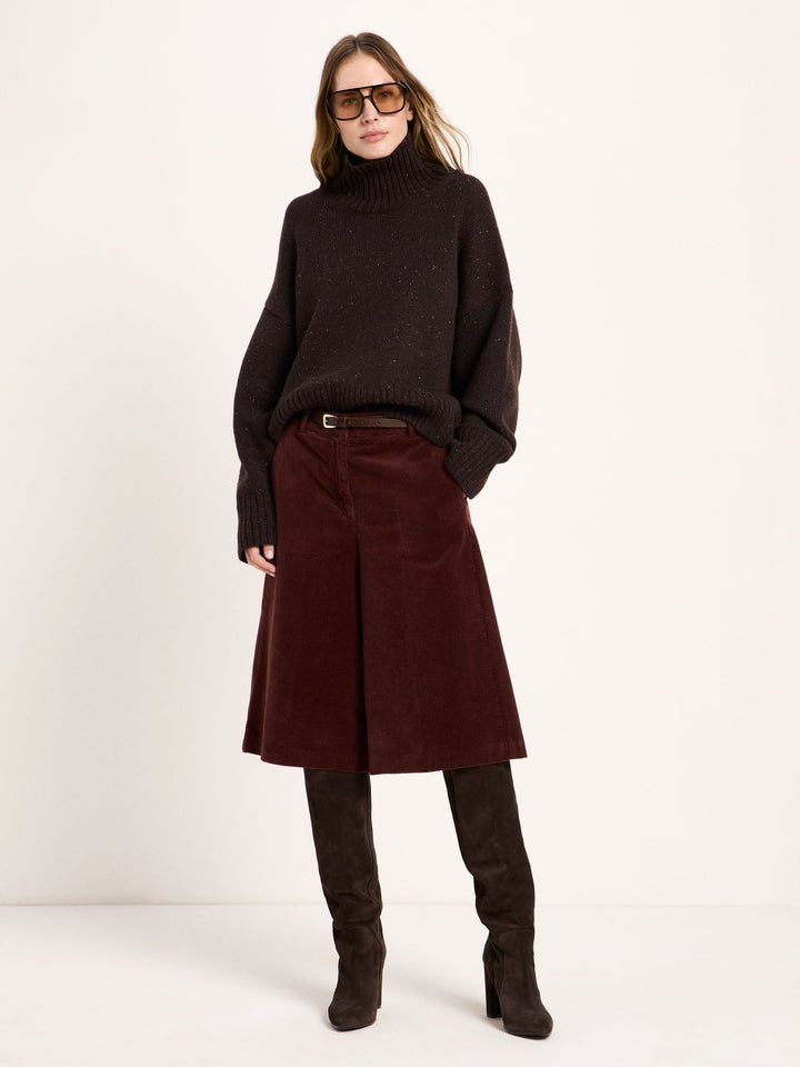 Oversize Pullover GOTS Bitter Chocolate Tweed von Lanius am Model